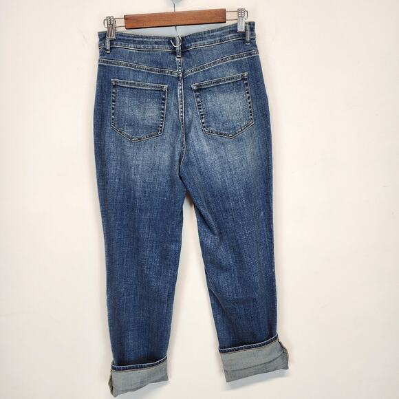 LOGO Lori Goldstein Girlfriend Jeans Size 4 28" High Waist Stretch Distressed - Picture 2 of 14